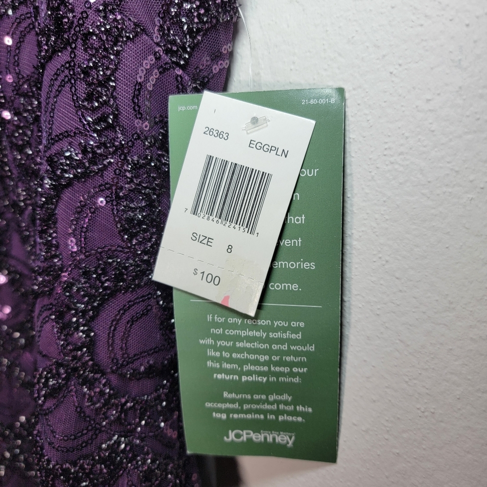 Jackie Jon Sequin Purple Scallop Sheath Dress Size 8 NWT - Picture 14 of 14